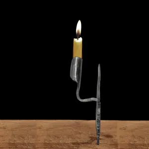Medieval Iron Candle Holder with Upper Spike