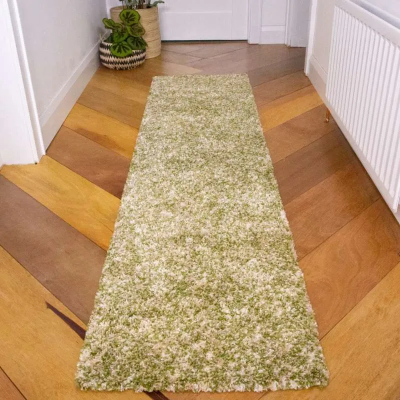 Mottled Mossy Fern Green Shaggy Rug