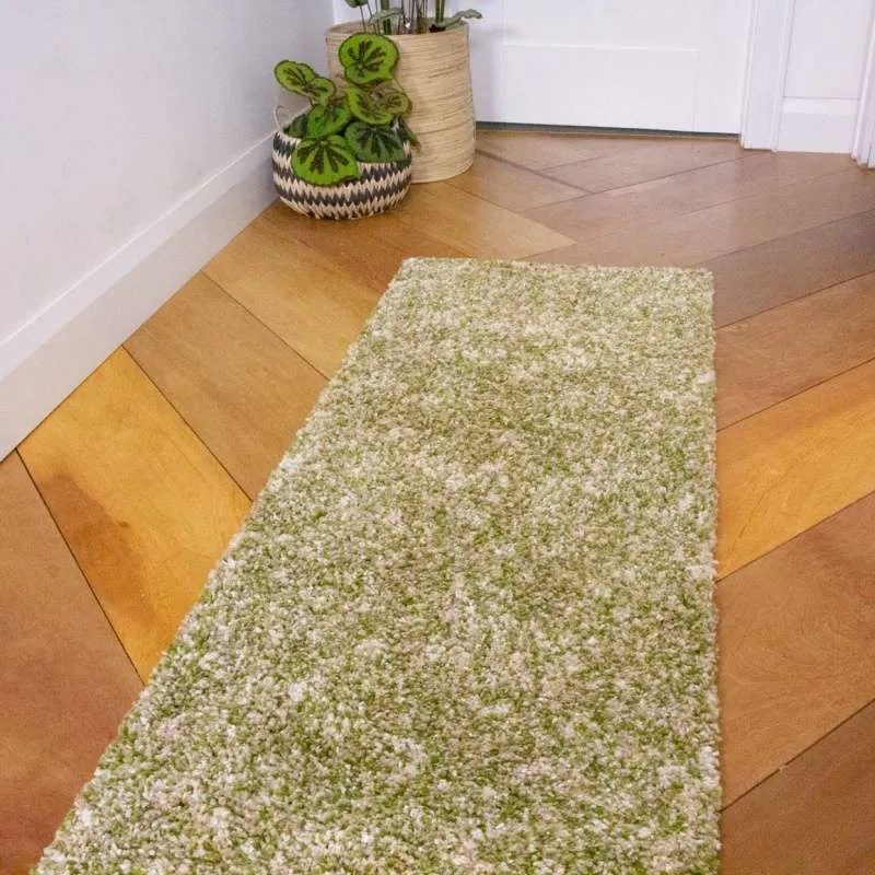 Mottled Mossy Fern Green Shaggy Rug