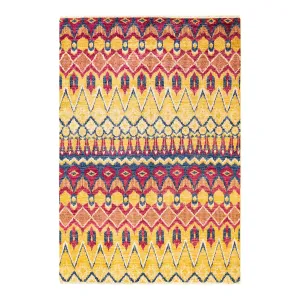 Multicolored Modern Wool Rug - 6' x 9'4"