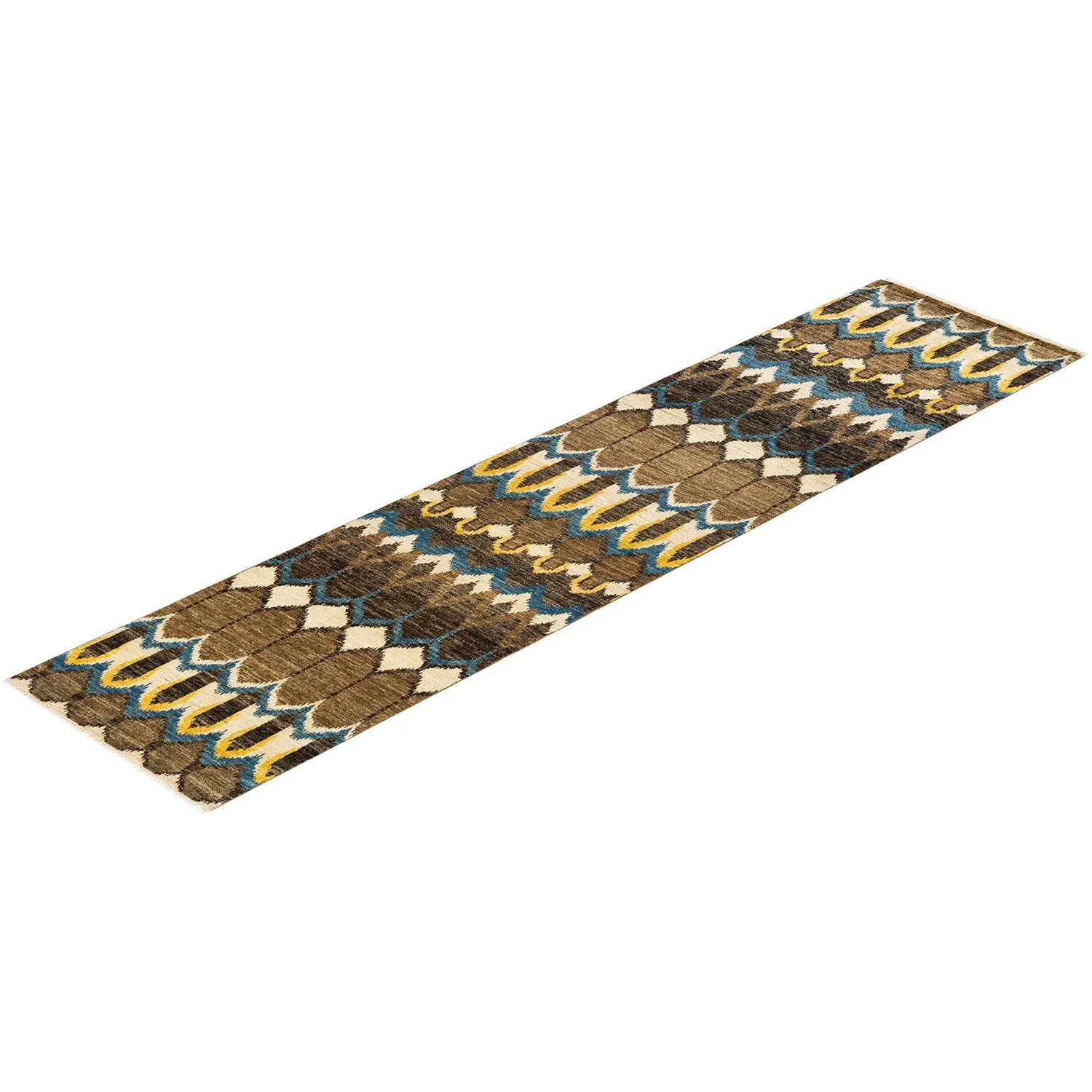 Multicolored Transitional Wool Runner - 2'9" x 12'3"