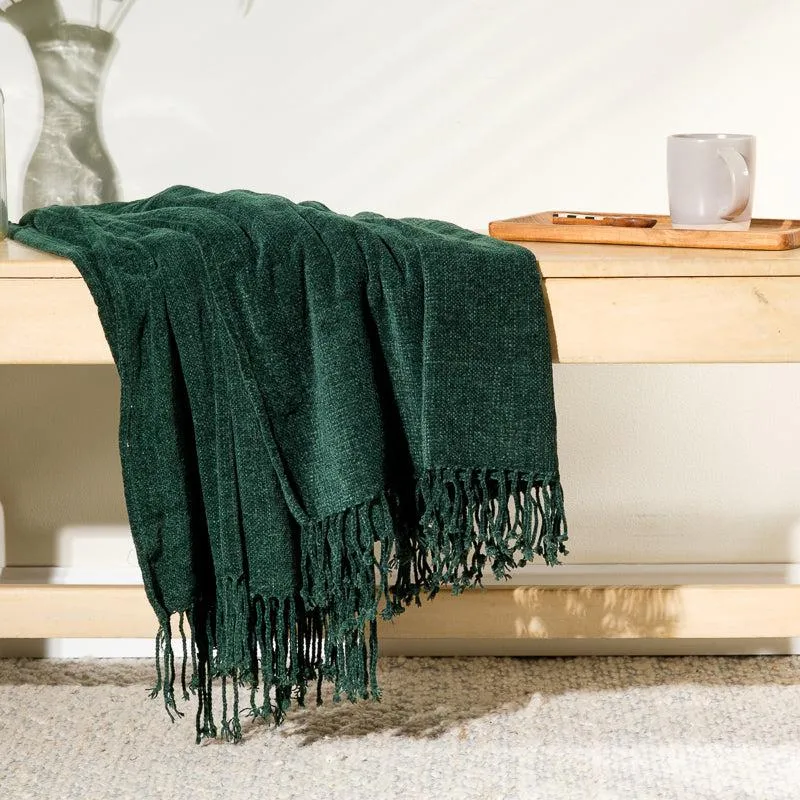 Nest Chenille Throw - Bottle Green