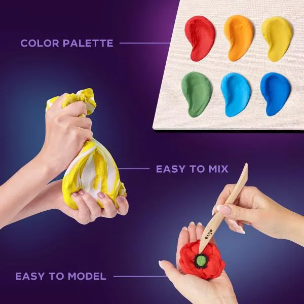 OKTO DIY Wood & Craft Flower Clay Kit - Flowers: Freedom