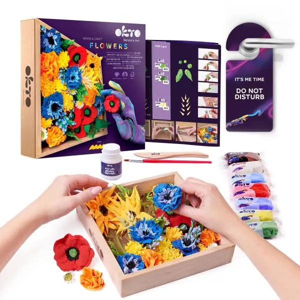 OKTO DIY Wood & Craft Flower Clay Kit - Flowers: Freedom