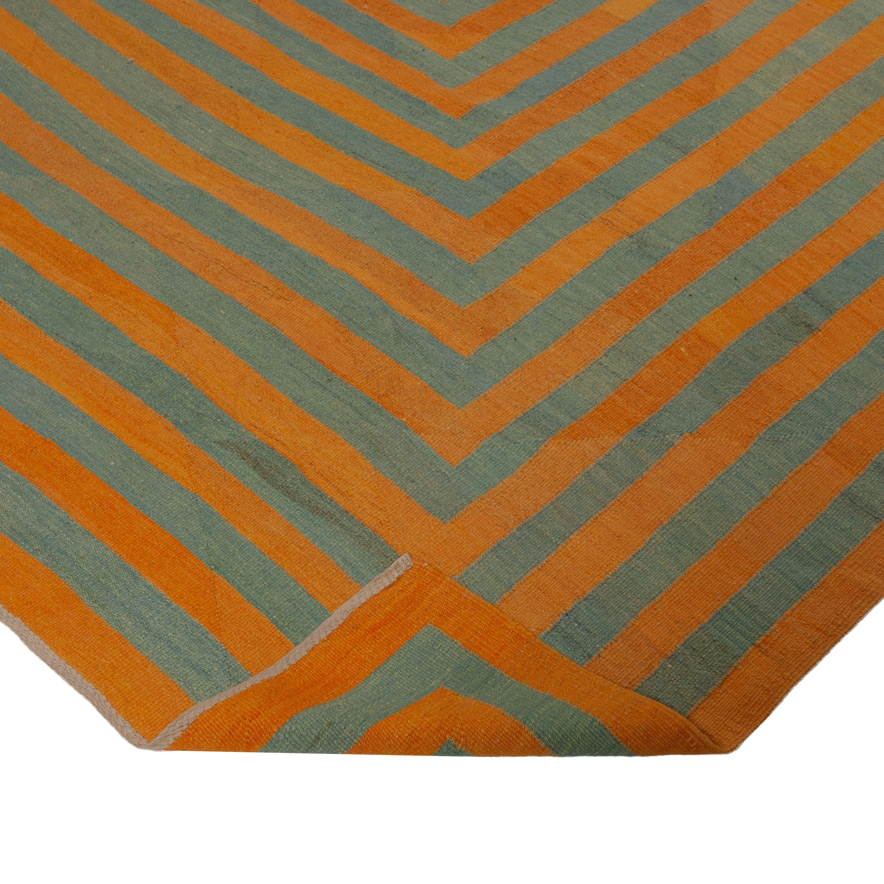 Orange Kilim Rug - 7'10" x 11'3"