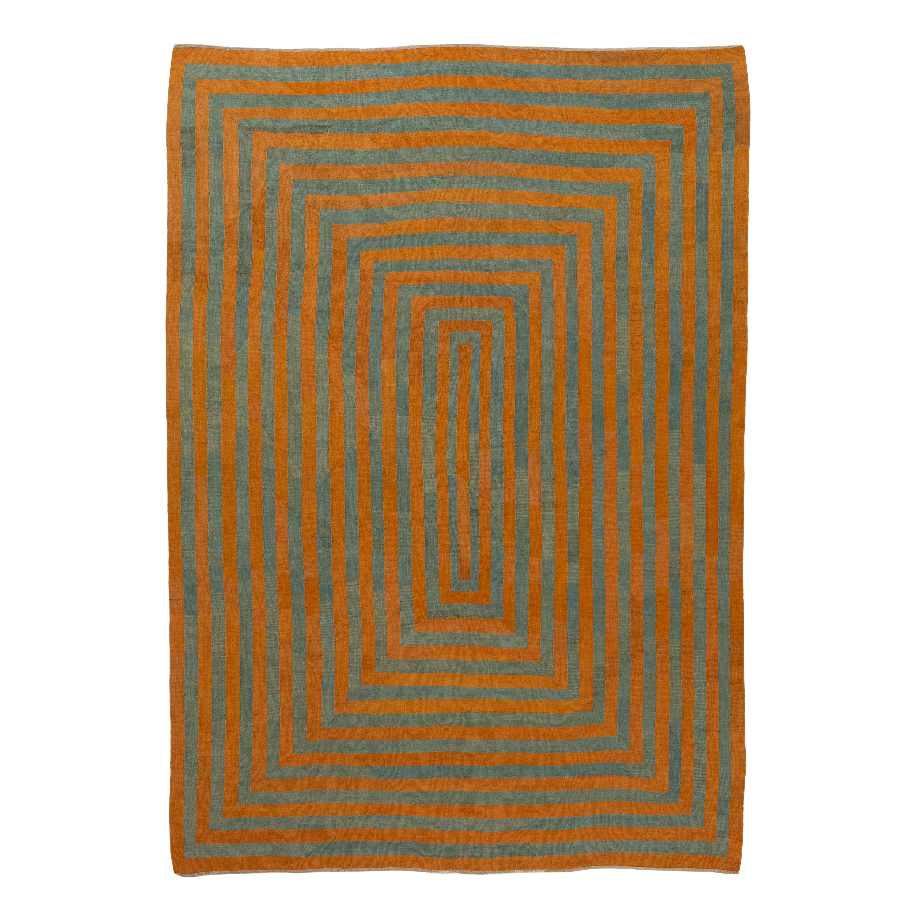 Orange Kilim Rug - 7'10" x 11'3"