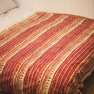 orange zigzag block print throw