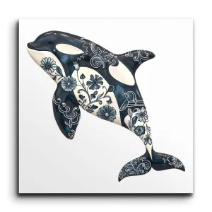 Orca Elegance: Floral Fantasy Art