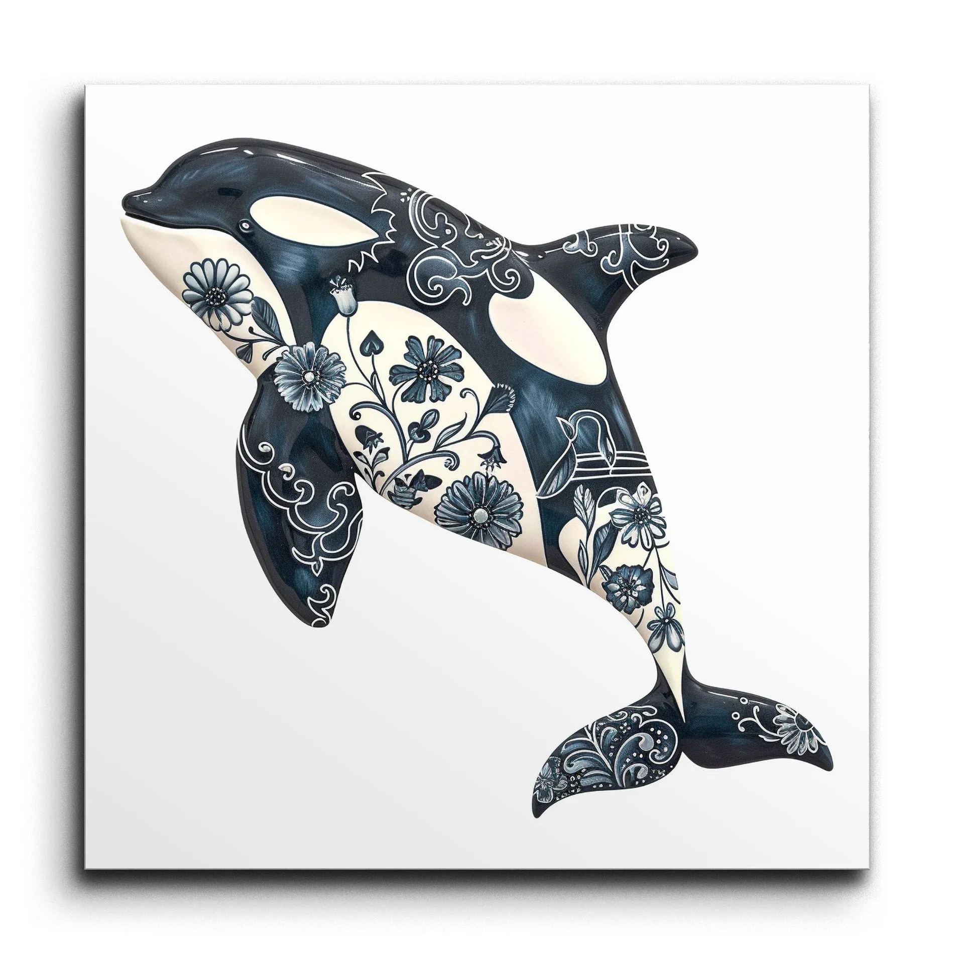 Orca Elegance: Floral Fantasy Art