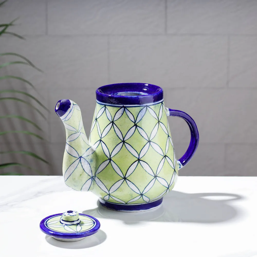 Original Blue Pottery Ceramic Tea Pot (8 in)