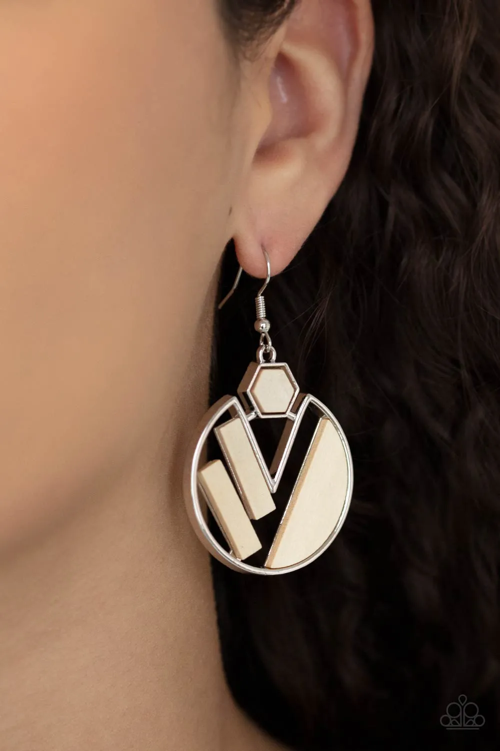 Paparazzi Petrified Posh - White Earrings