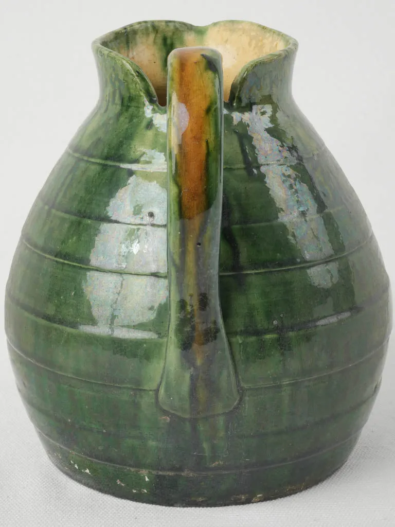 Petite Biot Pottery Pitcher w/ Green Glaze -1960s 7½"