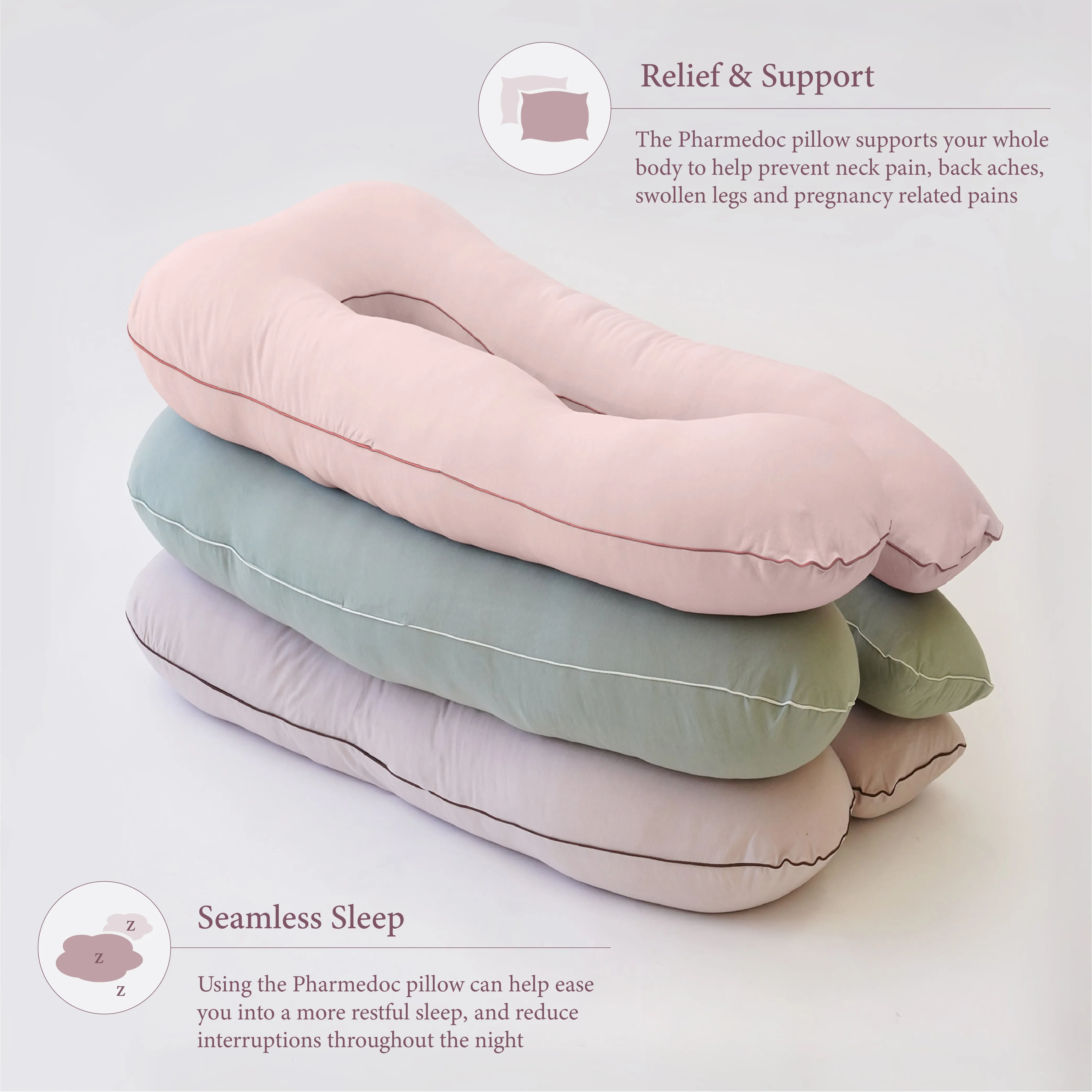 PharMeDoc U Shaped Pregnancy Pillow, Organic Cotton Cover
