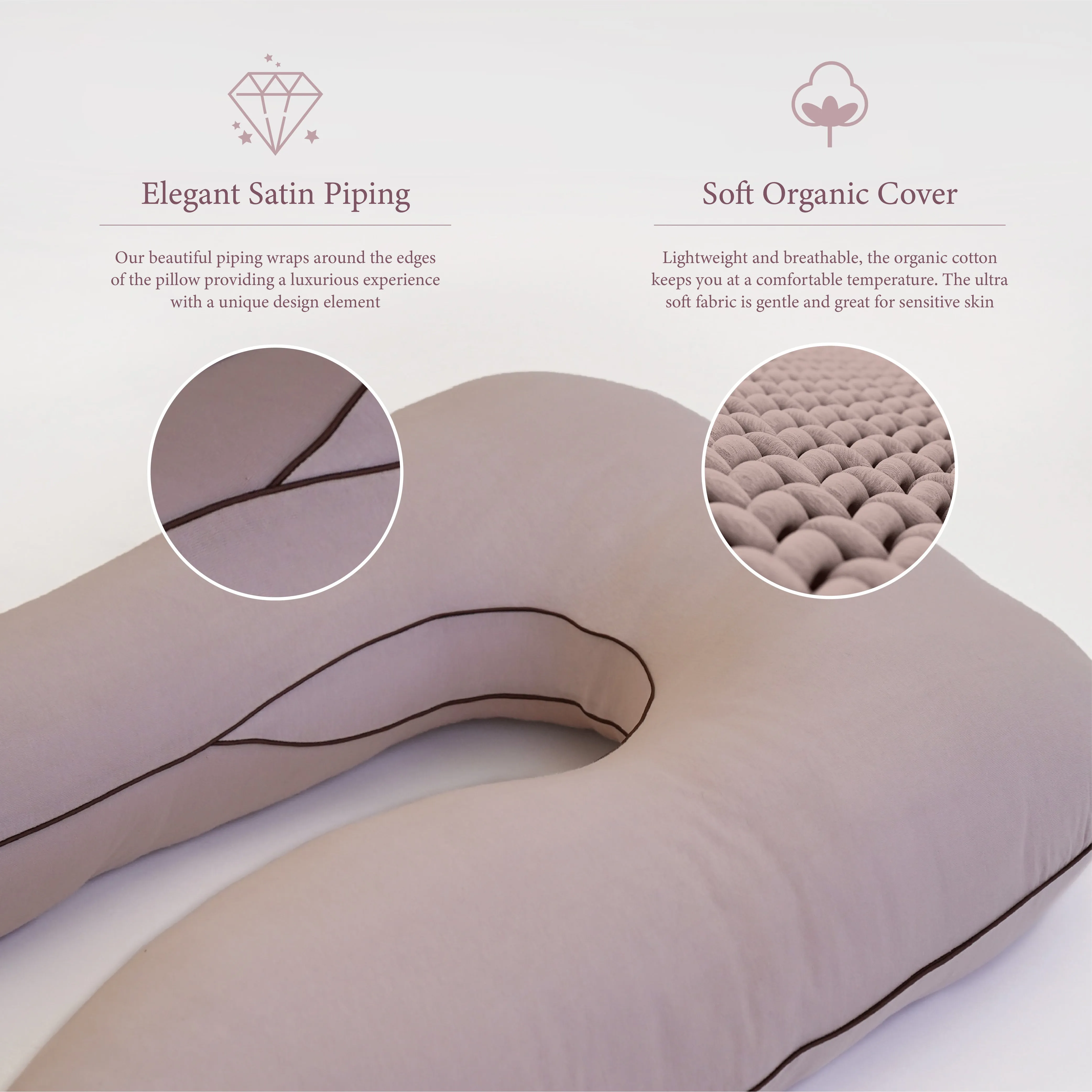 PharMeDoc U Shaped Pregnancy Pillow, Organic Cotton Cover