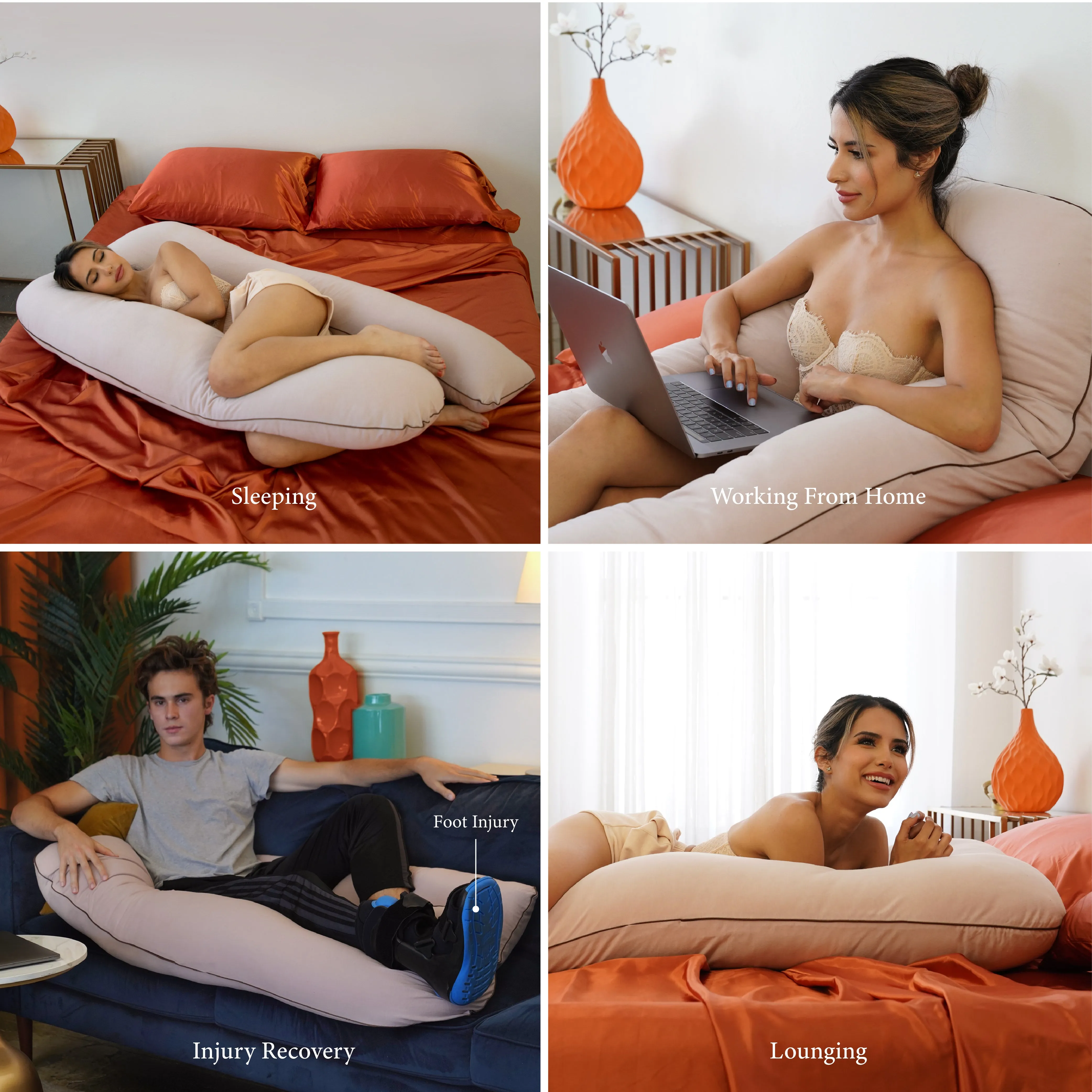 PharMeDoc U Shaped Pregnancy Pillow, Organic Cotton Cover