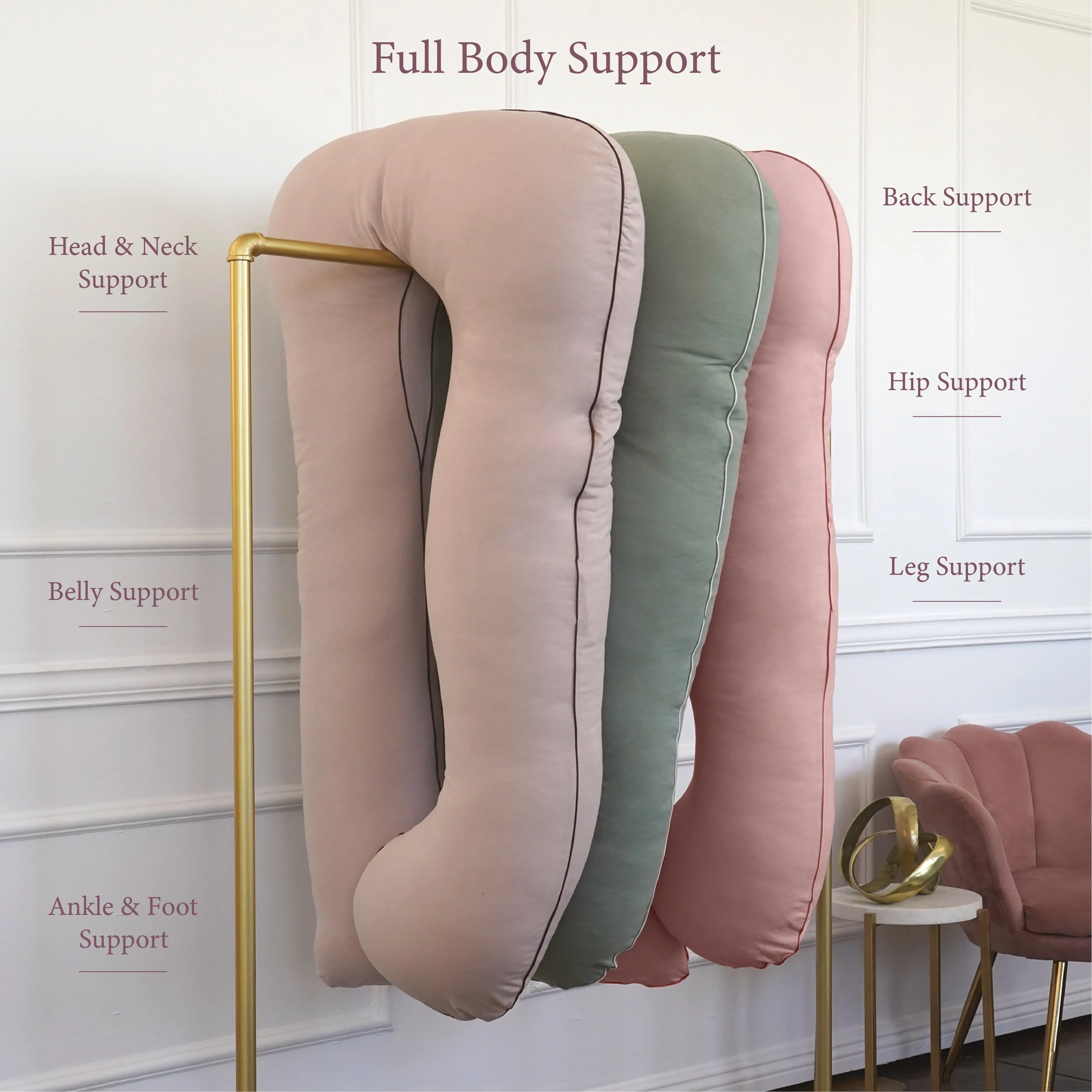 PharMeDoc U Shaped Pregnancy Pillow, Organic Cotton Cover