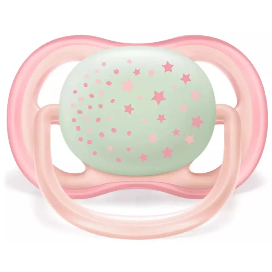 Philips Avent Silicone Soother Ultra Air 0-6m Night Girl 2pcs - SCF376/12