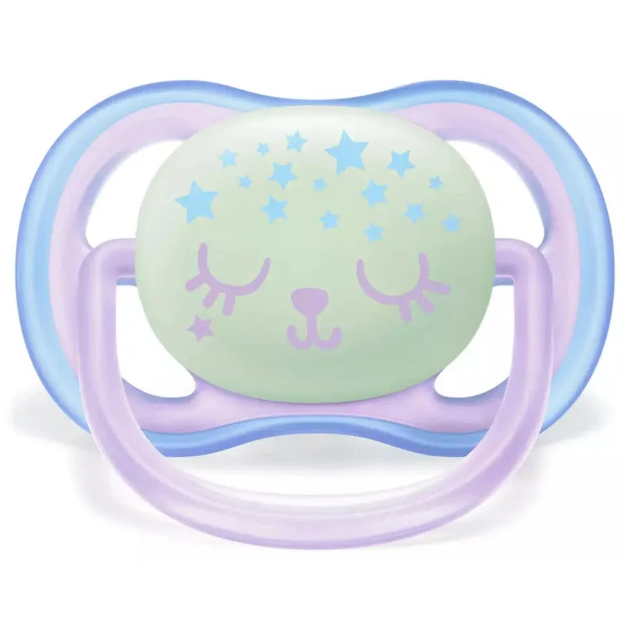 Philips Avent Silicone Soother Ultra Air 0-6m Night Girl 2pcs - SCF376/12