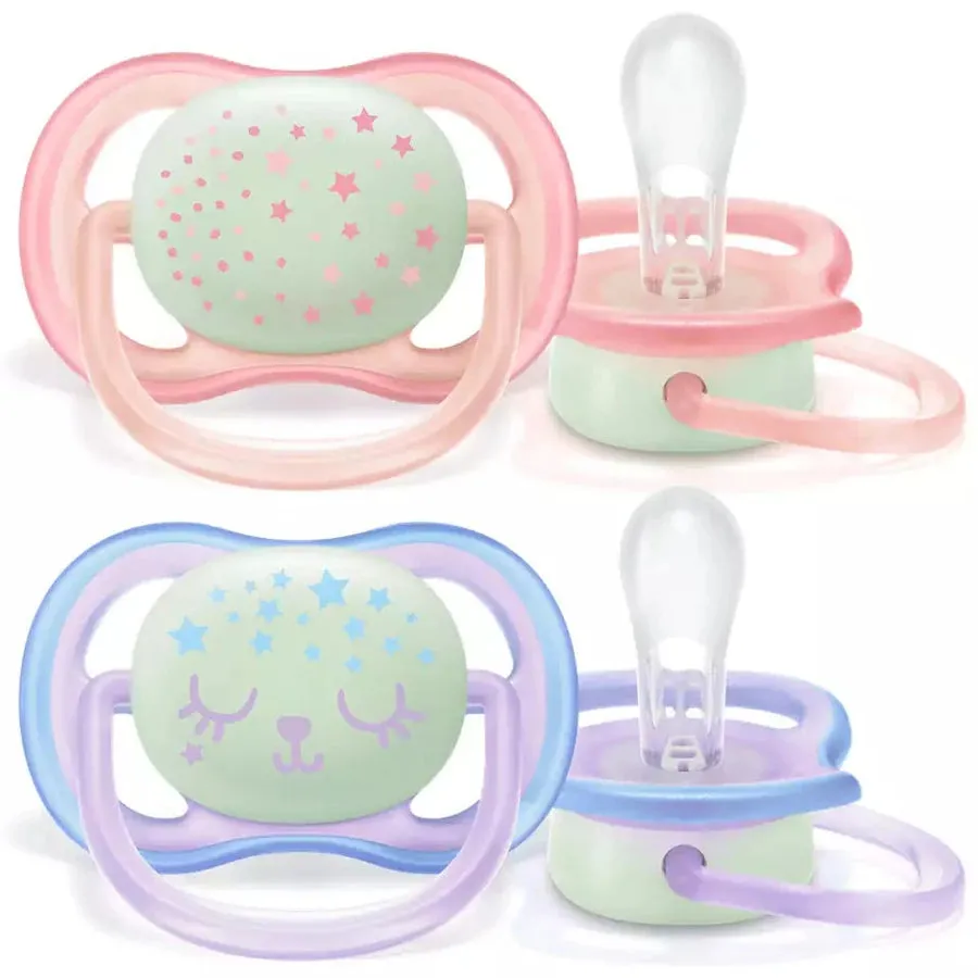 Philips Avent Silicone Soother Ultra Air 0-6m Night Girl 2pcs - SCF376/12