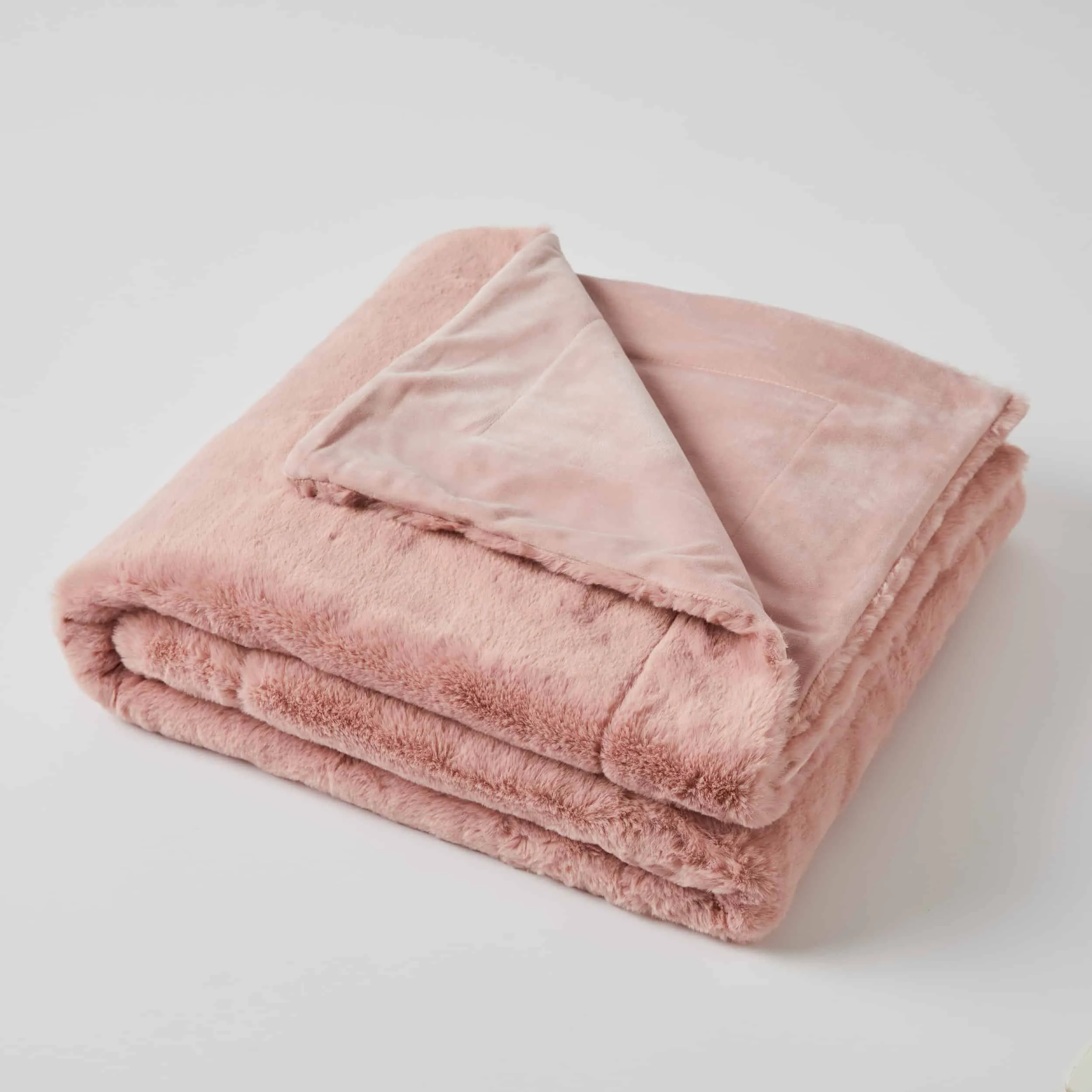Pink Faux Fur Throw Rug Snuggle Blanket