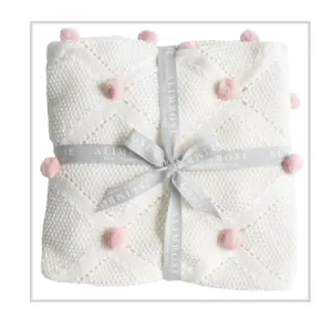 Pom Pom Baby Blanket | Pink Ivory