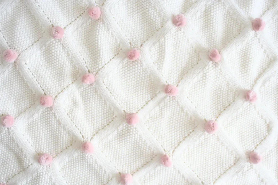 Pom Pom Baby Blanket | Pink Ivory