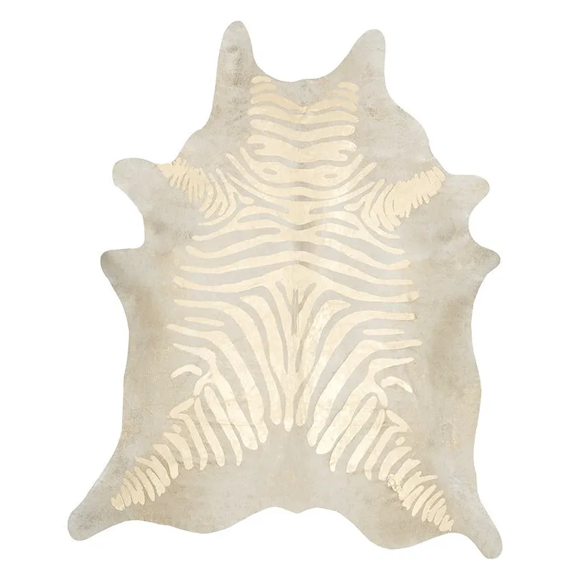 Premium Zebra Print White Faux Cowhide Rug