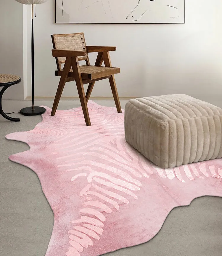 Premium Zebra Print White Faux Cowhide Rug