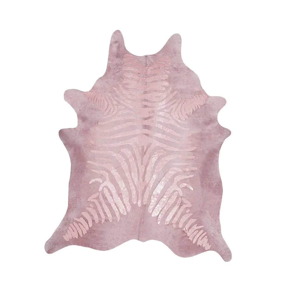 Premium Zebra Print White Faux Cowhide Rug
