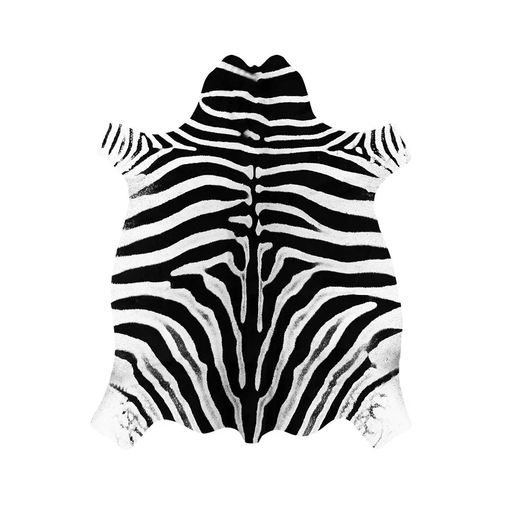 Premium Zebra Print White Faux Cowhide Rug