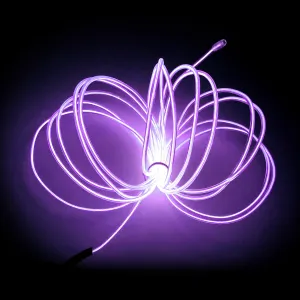 Purple El Wire Light with Battery Pack 9.8ft/3m Glowing Rope Lights for DIY Cutting Flash Electroluminescence El Wire