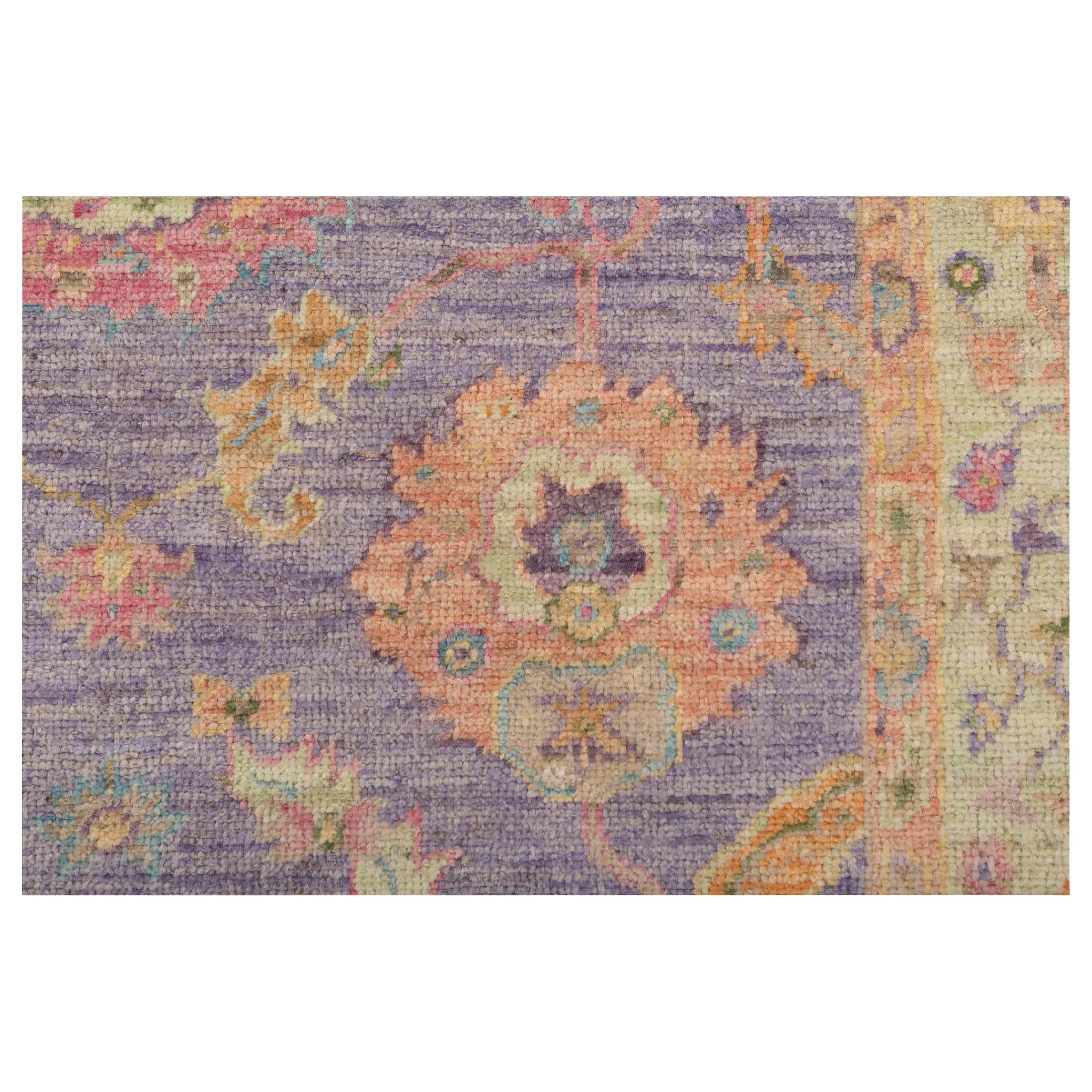 Purple Traditional Turkish Oushak Wool Rug - 5' x 7'