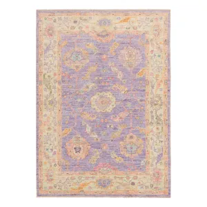 Purple Traditional Turkish Oushak Wool Rug - 5' x 7'