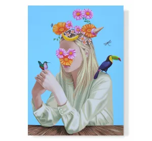 "Hummingbird and Flowers"