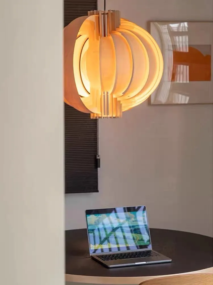 Runa Round Wood Veneer Hanging Light