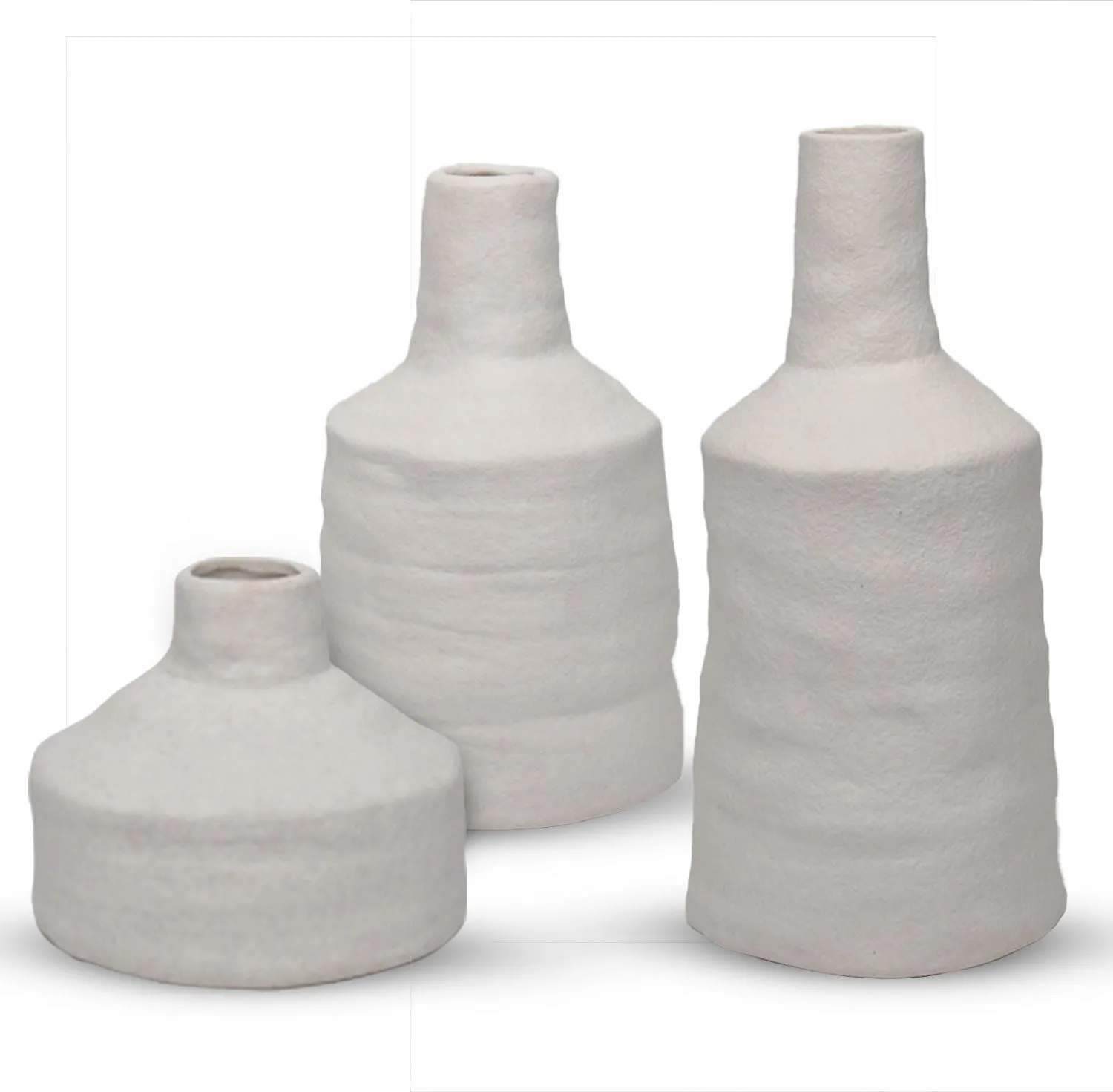 Set of 3 Vintage White Ceramic Candle Holders | Rustic Candle Holder | Flower Vase | Ceramic Candle
