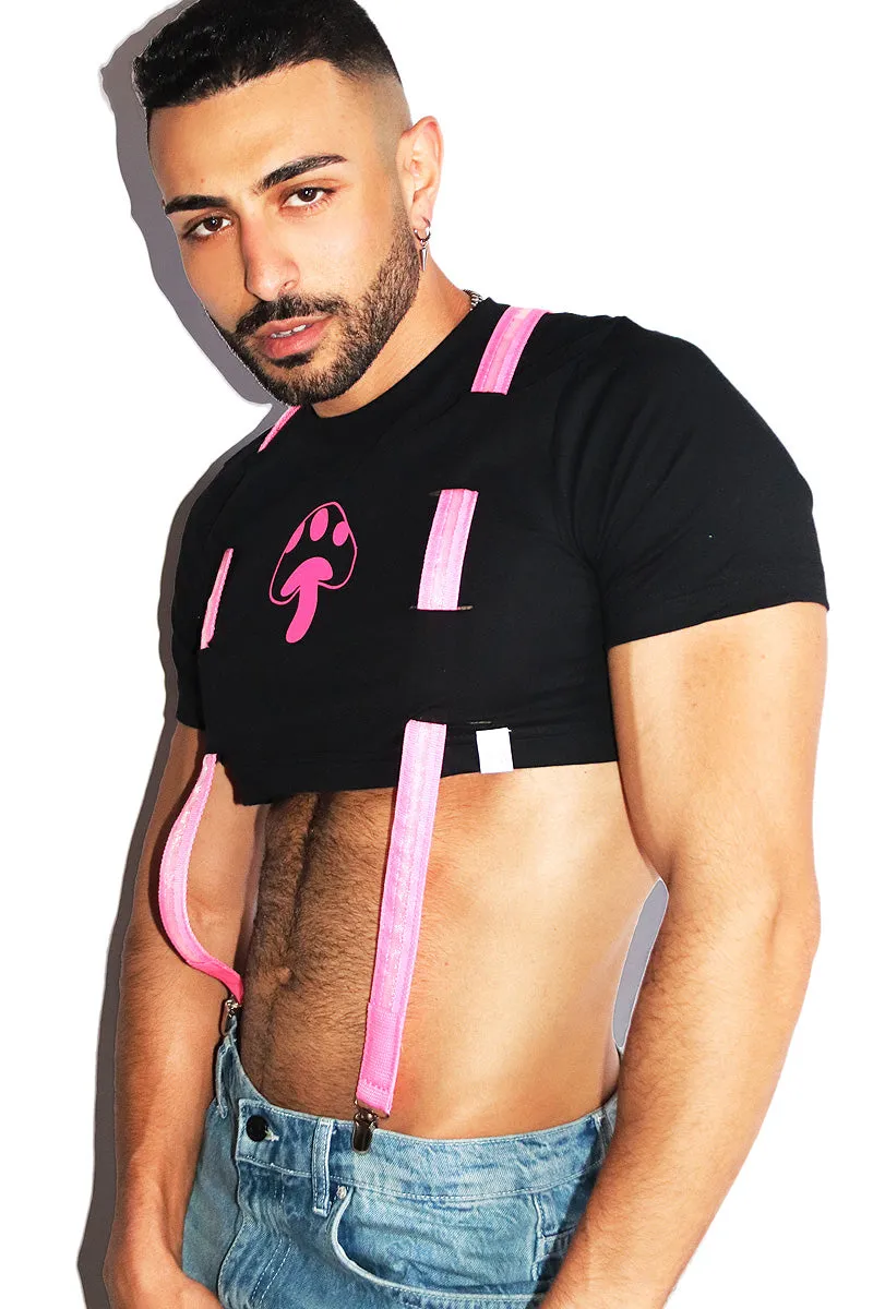 Shrooms Optic Glow Garter Extreme Crop Tee-Black