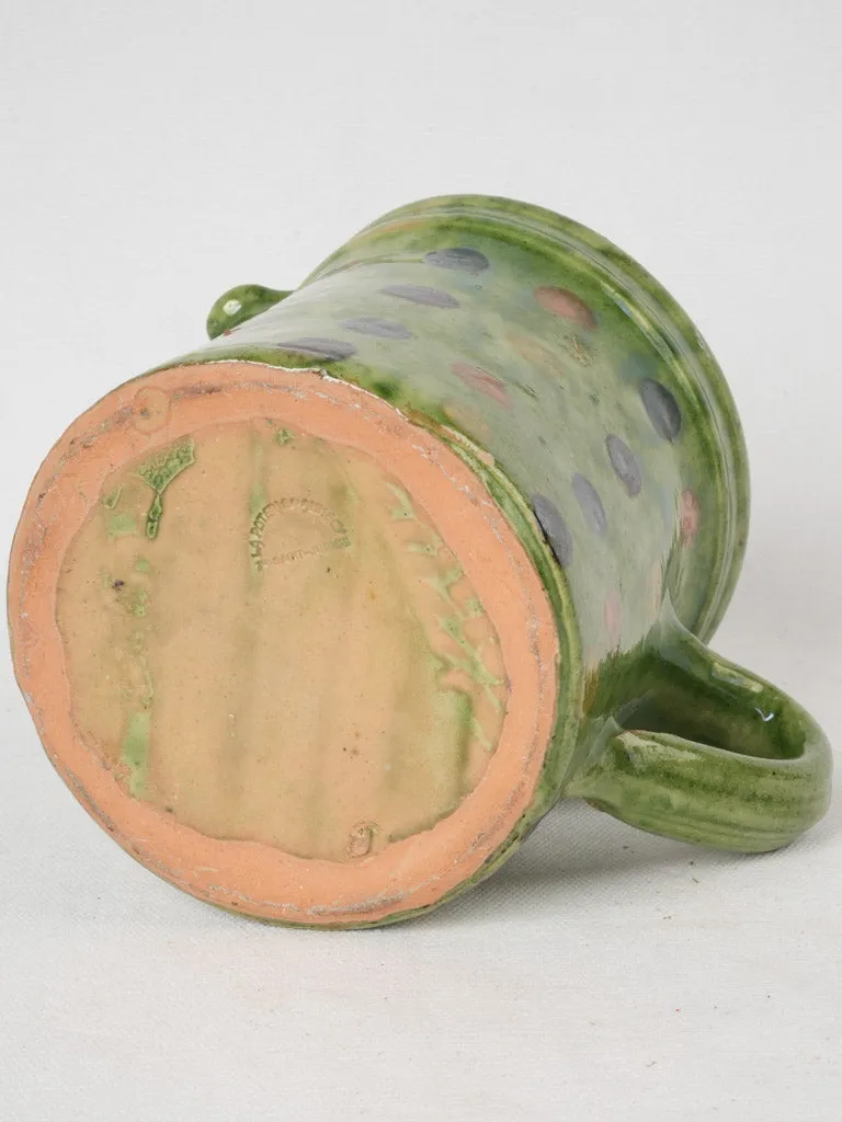 Small Green Spotted Pitcher, Saint-Jorioz, Annecy, Mid-20th Century 5½"