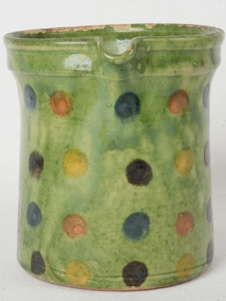 Small Green Spotted Pitcher, Saint-Jorioz, Annecy, Mid-20th Century 5½"