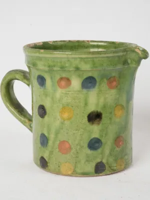 Small Green Spotted Pitcher, Saint-Jorioz, Annecy, Mid-20th Century 5½"