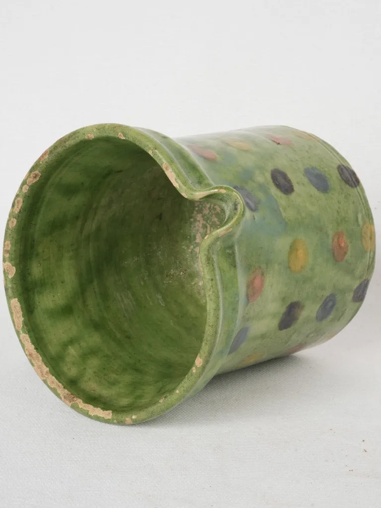 Small Green Spotted Pitcher, Saint-Jorioz, Annecy, Mid-20th Century 5½"