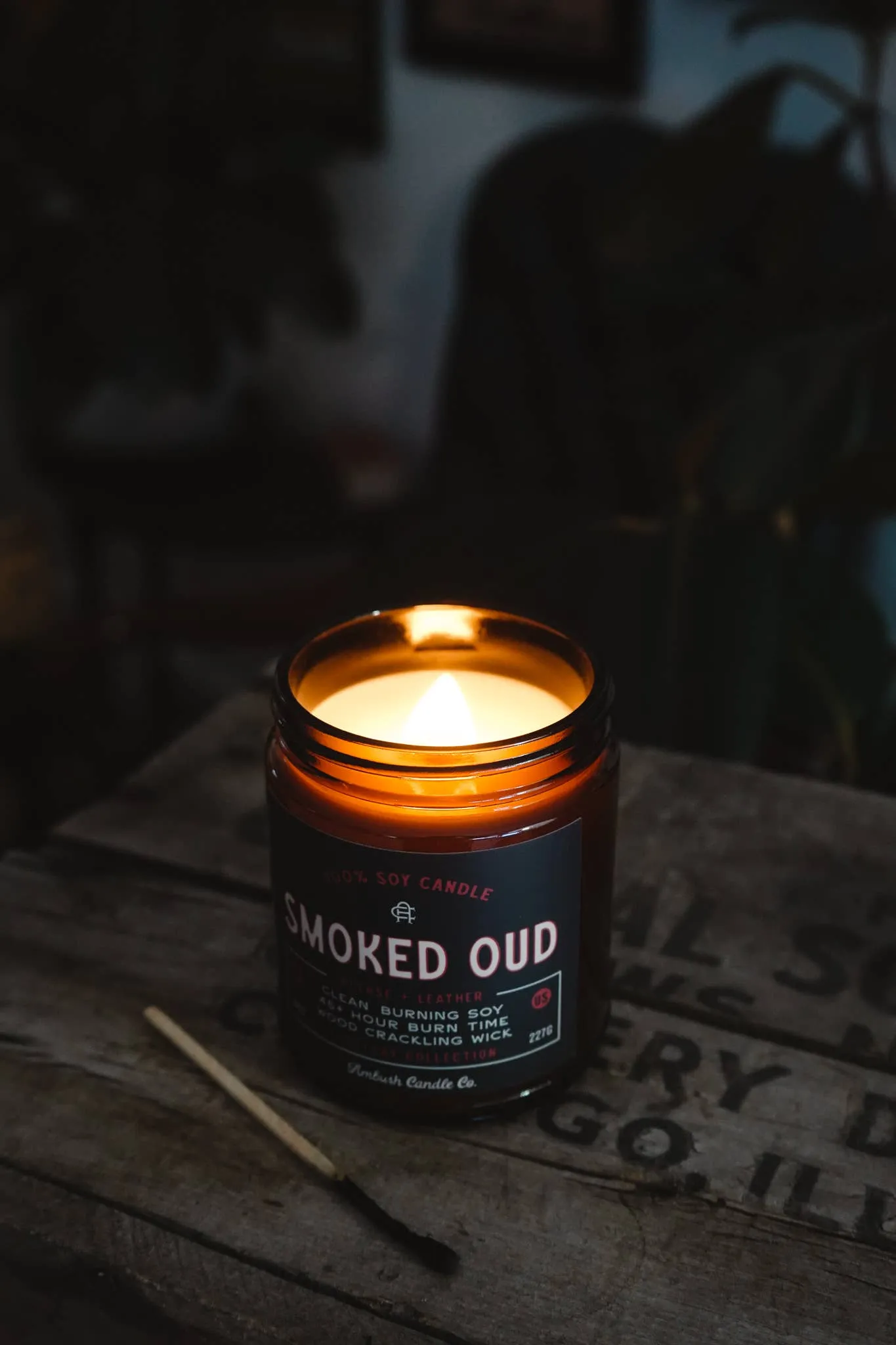 Smoked Oud | Incense   Leather 8oz Soy Candle