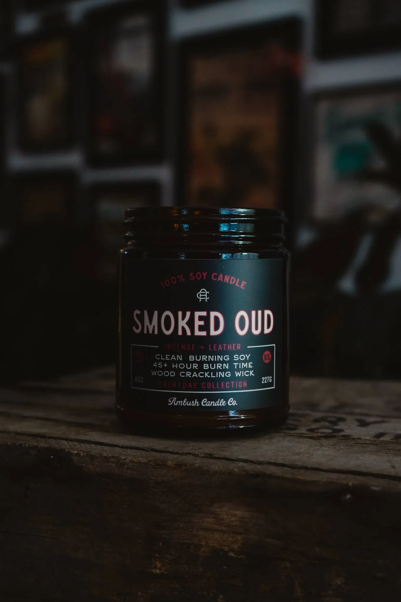Smoked Oud | Incense   Leather 8oz Soy Candle