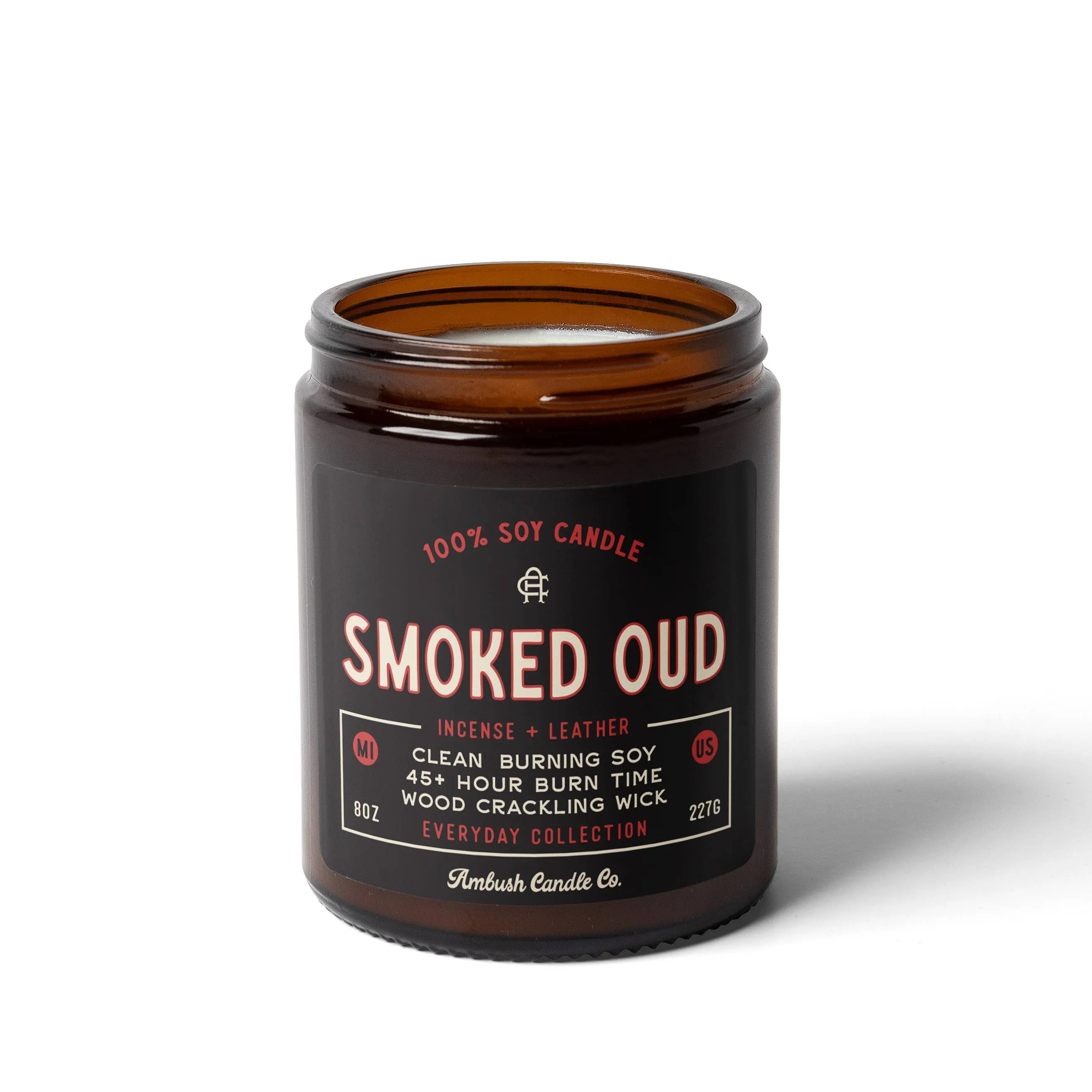 Smoked Oud | Incense   Leather 8oz Soy Candle