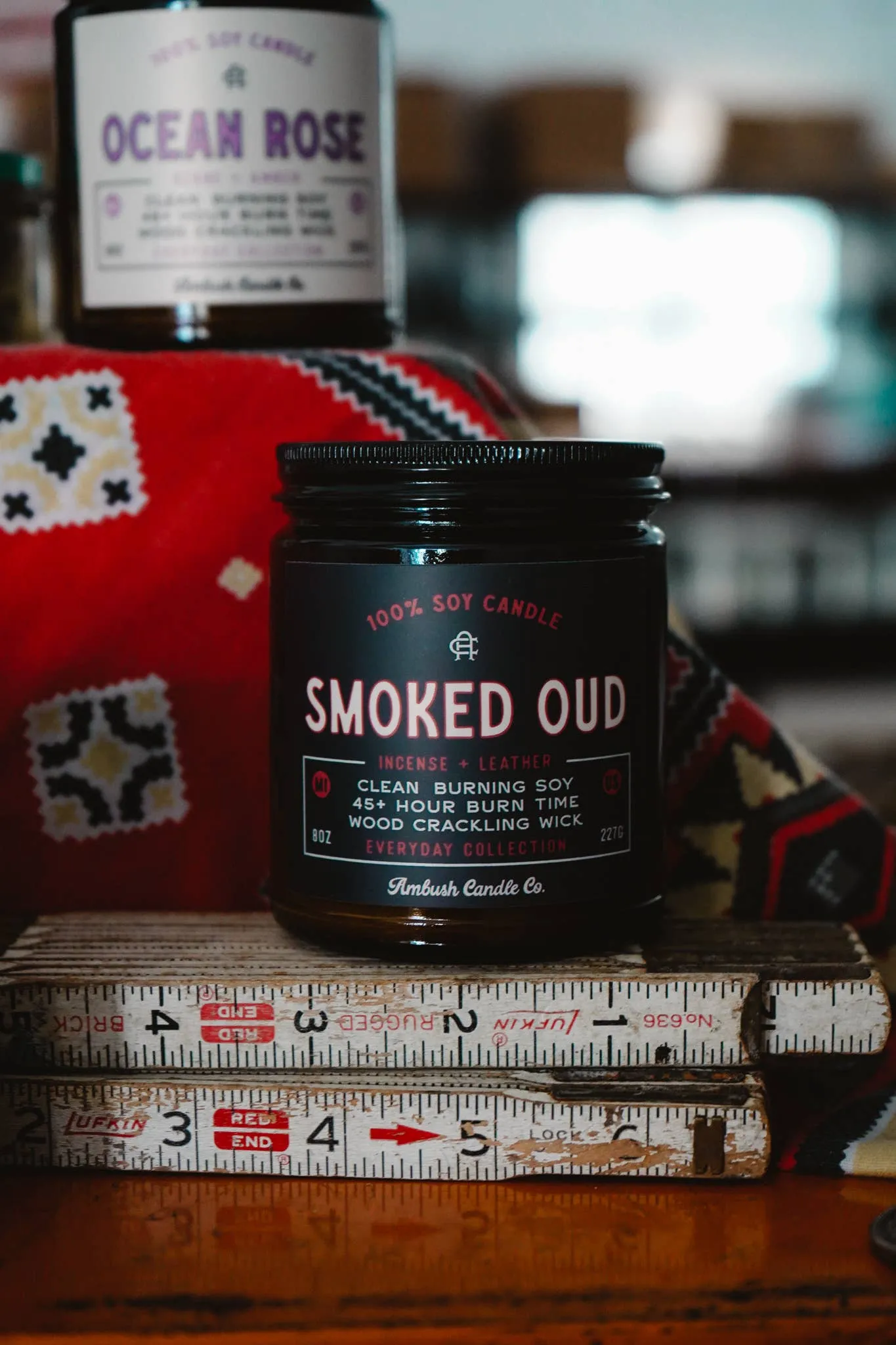Smoked Oud | Incense   Leather 8oz Soy Candle