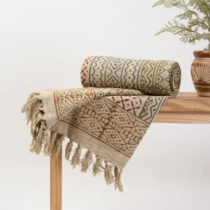 Soft Block Print Cotton Throw Blanket For Home Decor