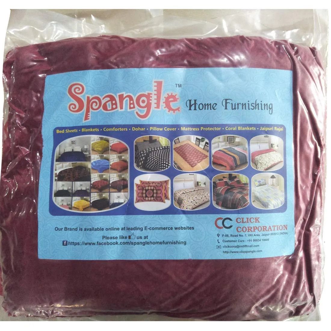 SPANGLE Floral Self Warm Soft Luxurious 360 TC Mink Single Bed Blanket (Magenta)