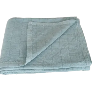 Stonewashed Cotton Reversible Quilt | Blue Grey