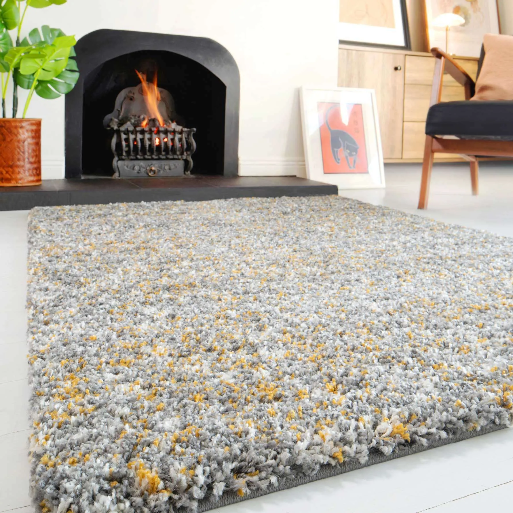 Super Soft Ochre Shaggy Runner Rug for Hallway