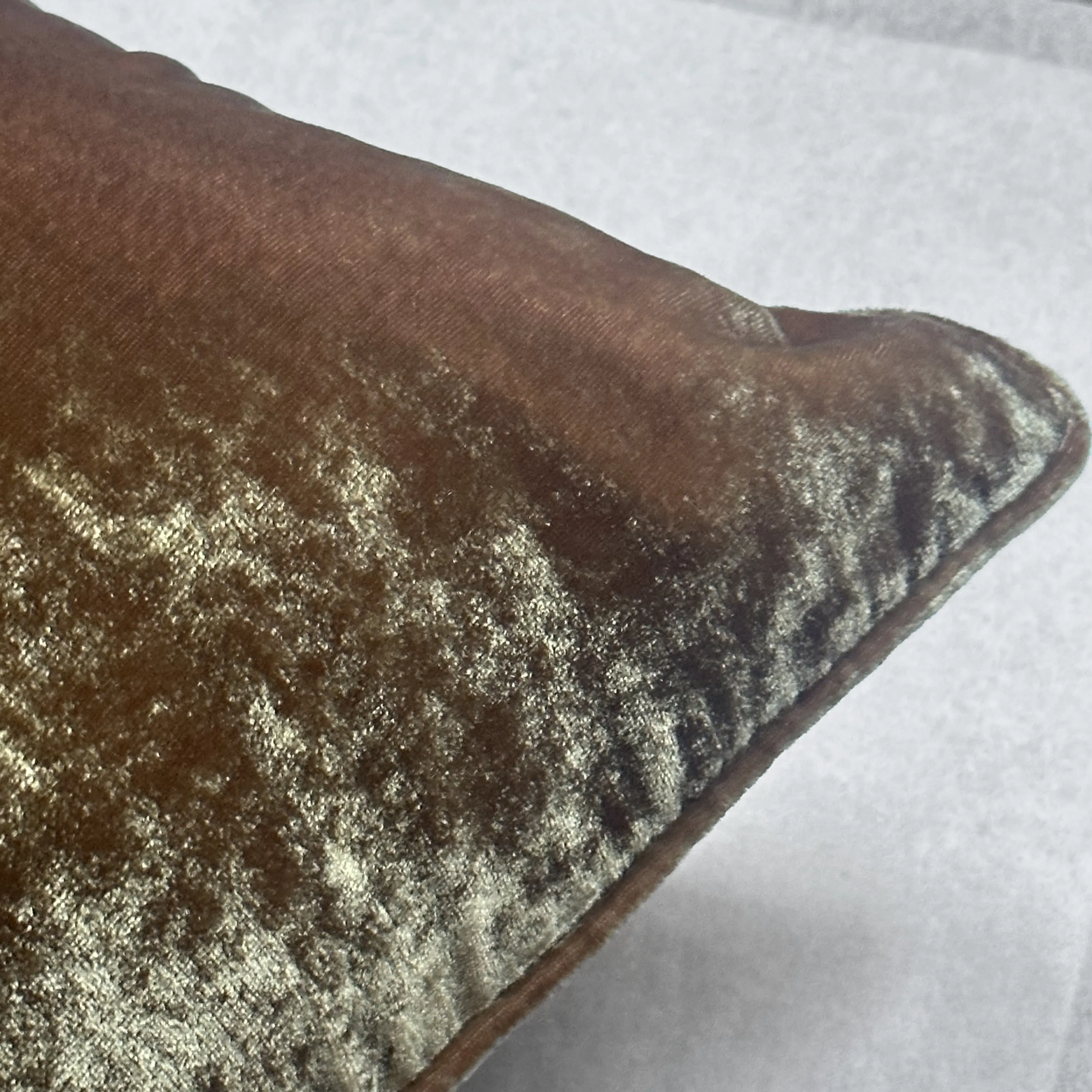 Sweet Dreams Embroidered Silk Velvet Cushion in Light Brown